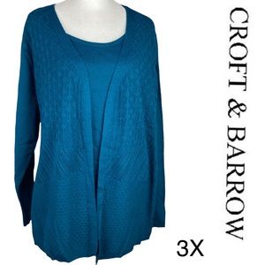 Croft and Barrow Turquoise Sweater Cardigan One Piece 🖤 size 3X